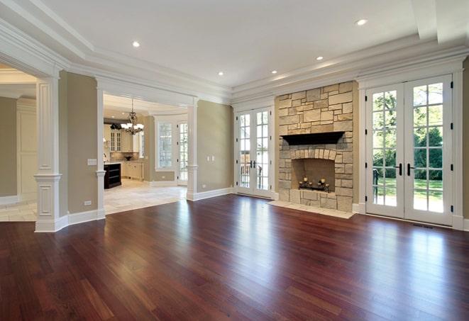 newly installed dark walnut wood floor